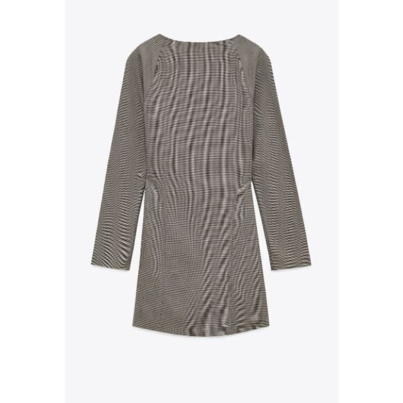 Plaid Brown Tailored Dress ZARA Square Neckline - Picture 5 of 6